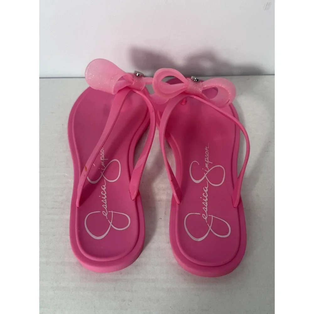 NWOT Jessica Simpson Sandals Kid's Size 4 Pink Jelly Flip‎ Flop Open Toe